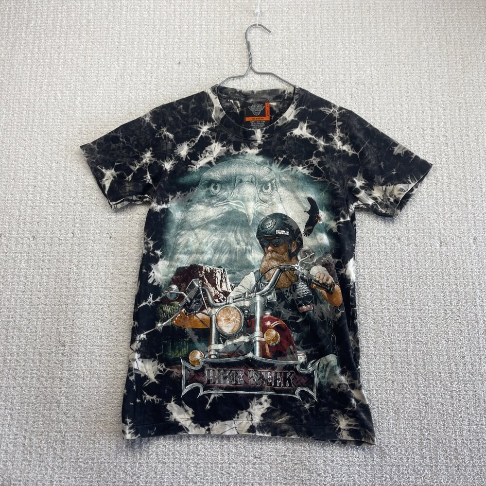 VTG Rock Eagle T-Shirt Tie Dye Biker Nature Eagle AOP Single Stitched Men Sz S